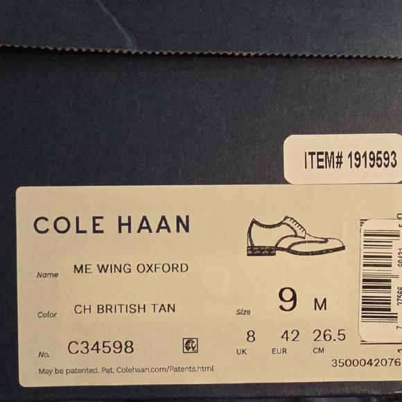 Cole Haan Tan Leather Oxford Shoes main image 5